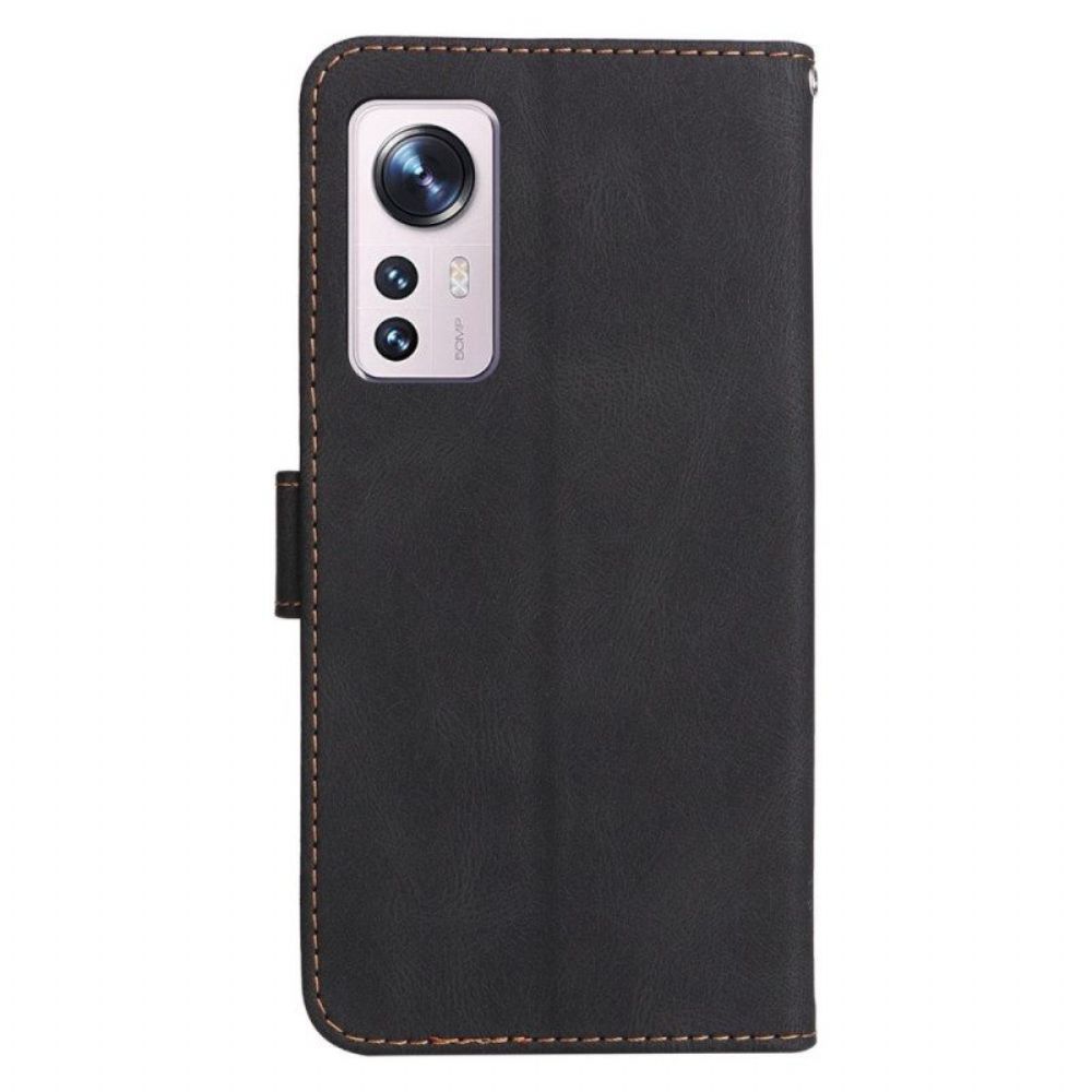 Folio-hoesje voor Xiaomi 12 / 12X Met Ketting Driekleurige Riem