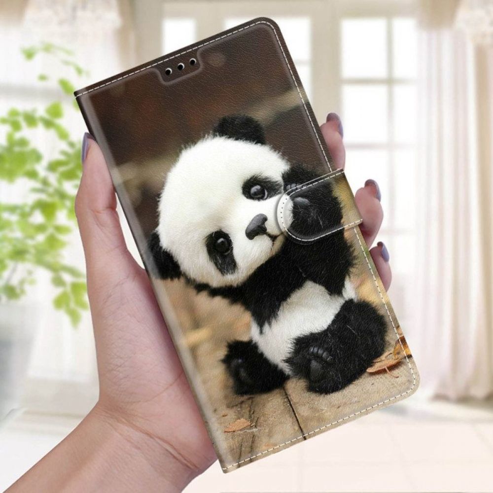 Folio-hoesje voor Xiaomi 12 / 12X Met Ketting Kleine Panda Met Riem