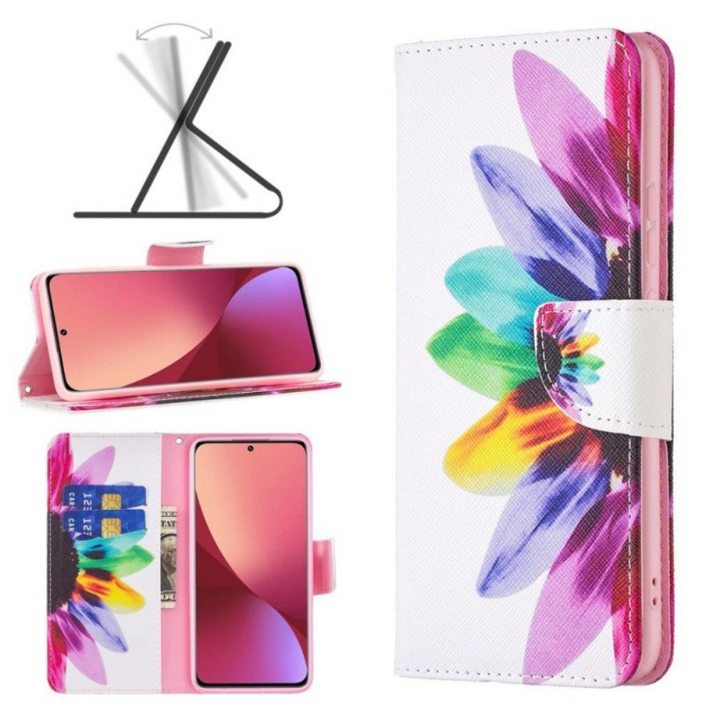 Folio-hoesje voor Xiaomi 12 / 12X Waterverf Bloem