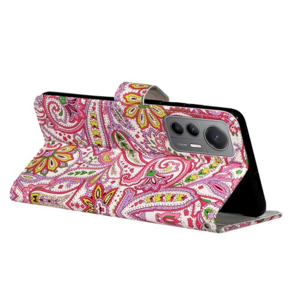 Folio-hoesje voor Xiaomi 12 Lite Met Ketting Paisley-patroon Met Bandjes