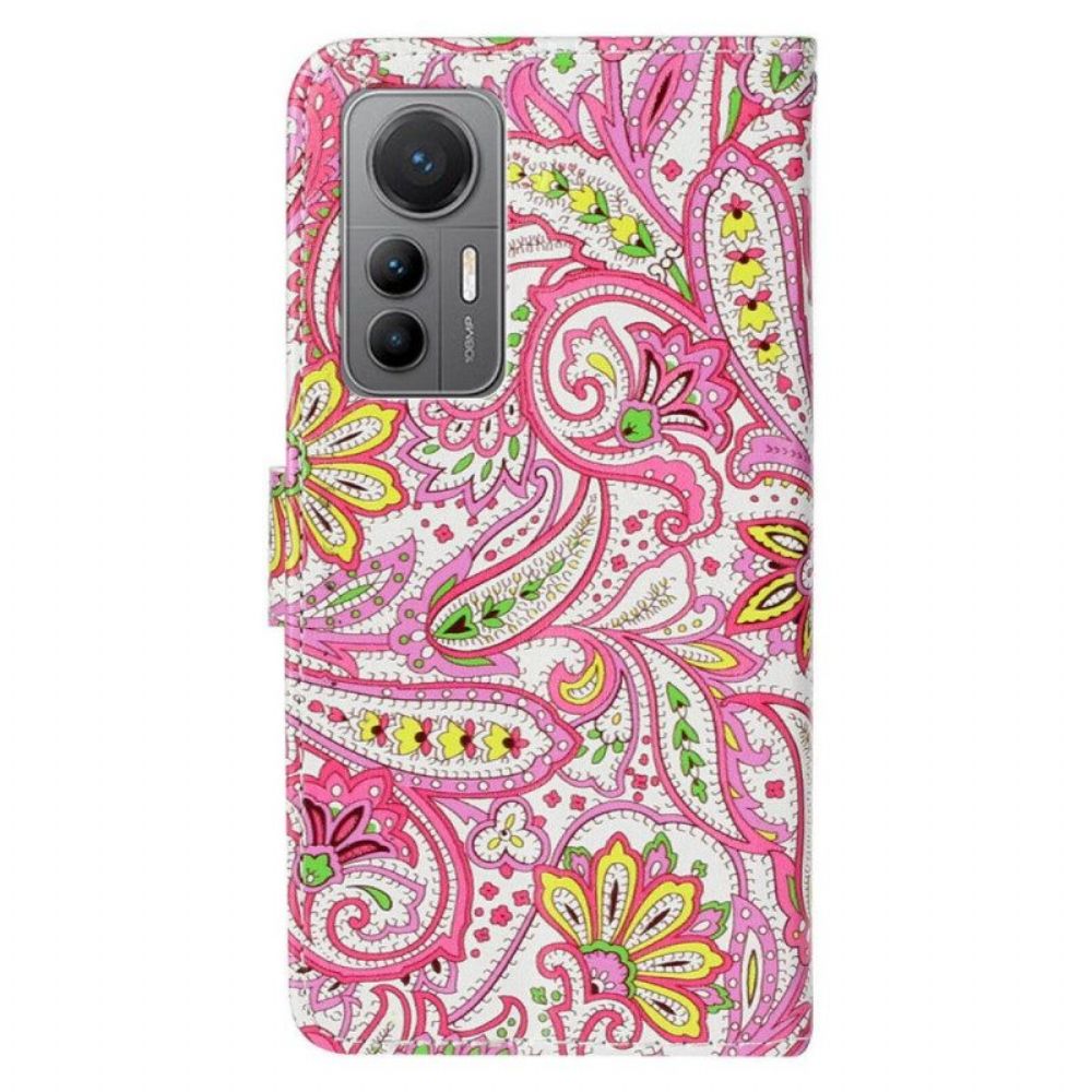 Folio-hoesje voor Xiaomi 12 Lite Met Ketting Paisley-patroon Met Bandjes