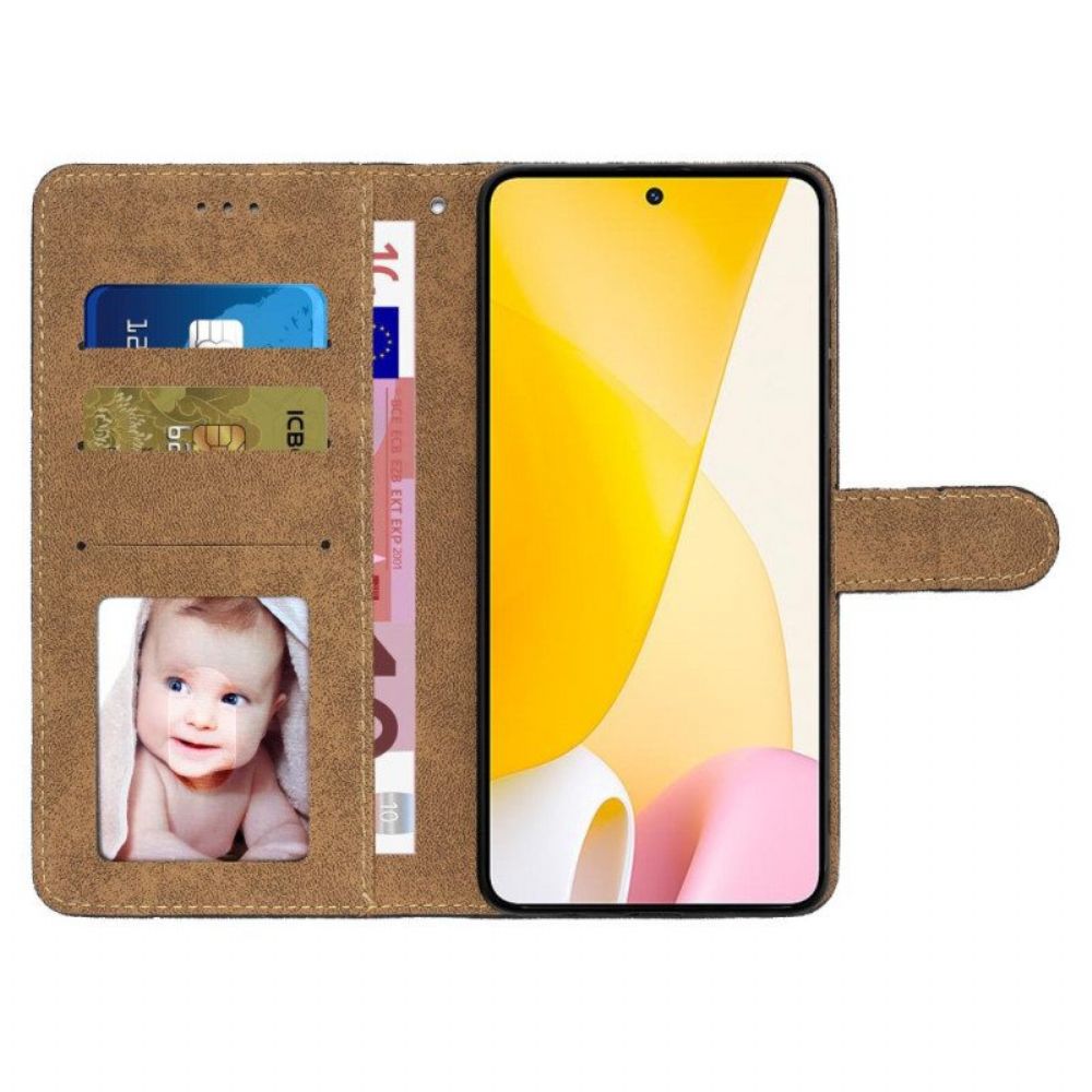 Folio-hoesje voor Xiaomi 12 Lite Met Ketting Riemlijnen Met Leereffect