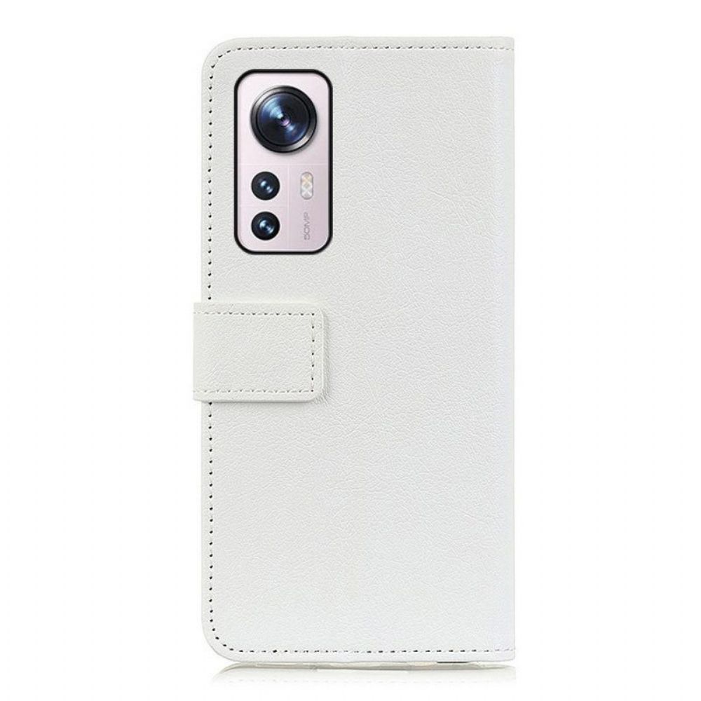 Folio-hoesje voor Xiaomi 12 Pro Eenvoudig Glanzend Leereffect