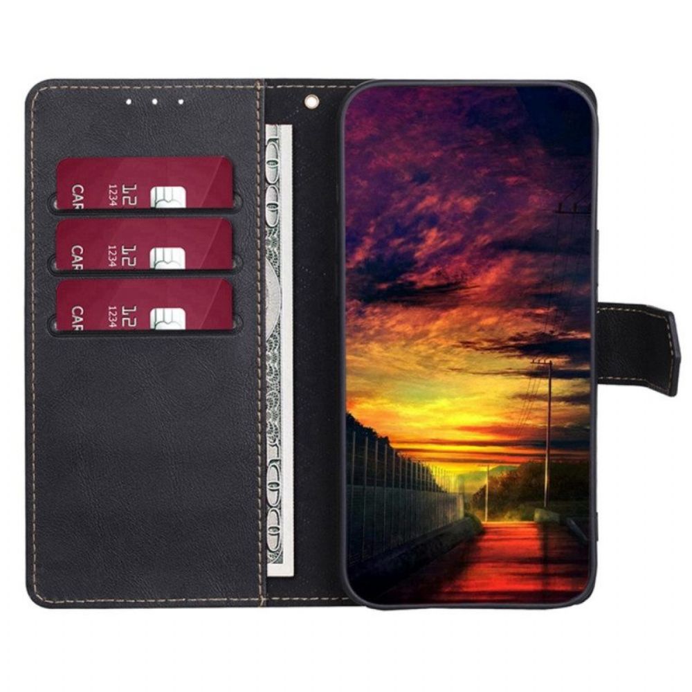 Folio-hoesje voor Xiaomi 12T / 12T Pro Couture-leereffect