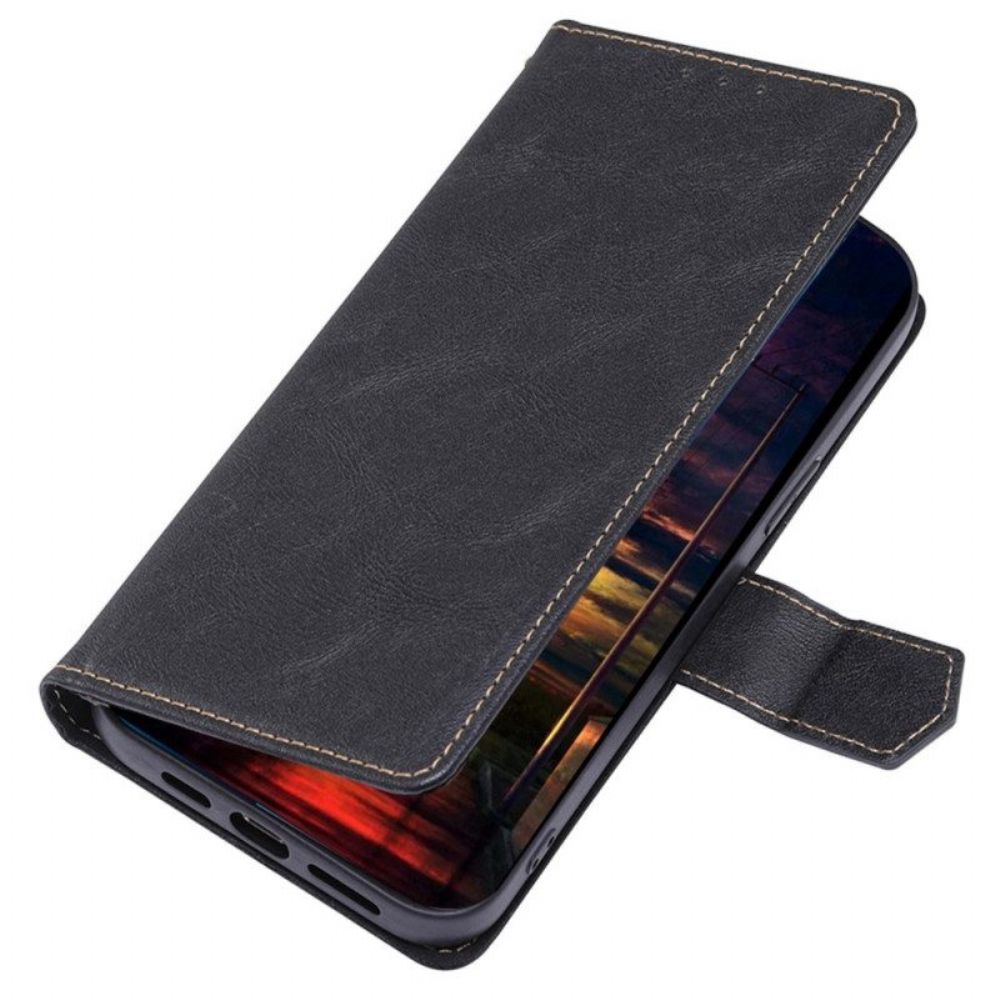 Folio-hoesje voor Xiaomi 12T / 12T Pro Couture-leereffect