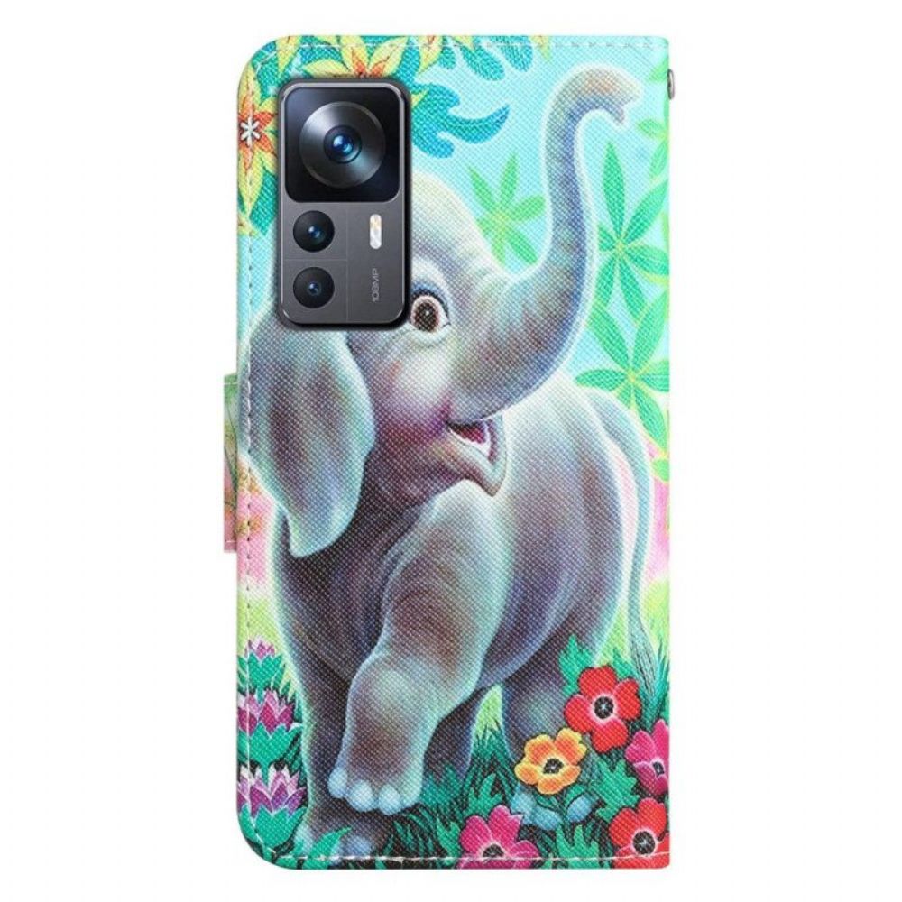 Folio-hoesje voor Xiaomi 12T / 12T Pro Met Ketting Don't Touch Me Olifant Met Riem