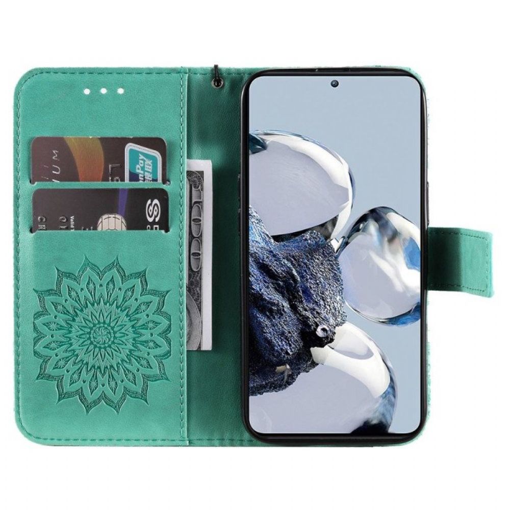 Folio-hoesje voor Xiaomi 12T / 12T Pro Met Ketting Strappy Zon Mandala