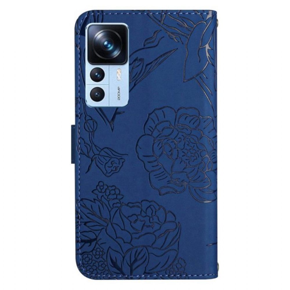 Folio-hoesje voor Xiaomi 12T / 12T Pro Vlinders En Schouderriem