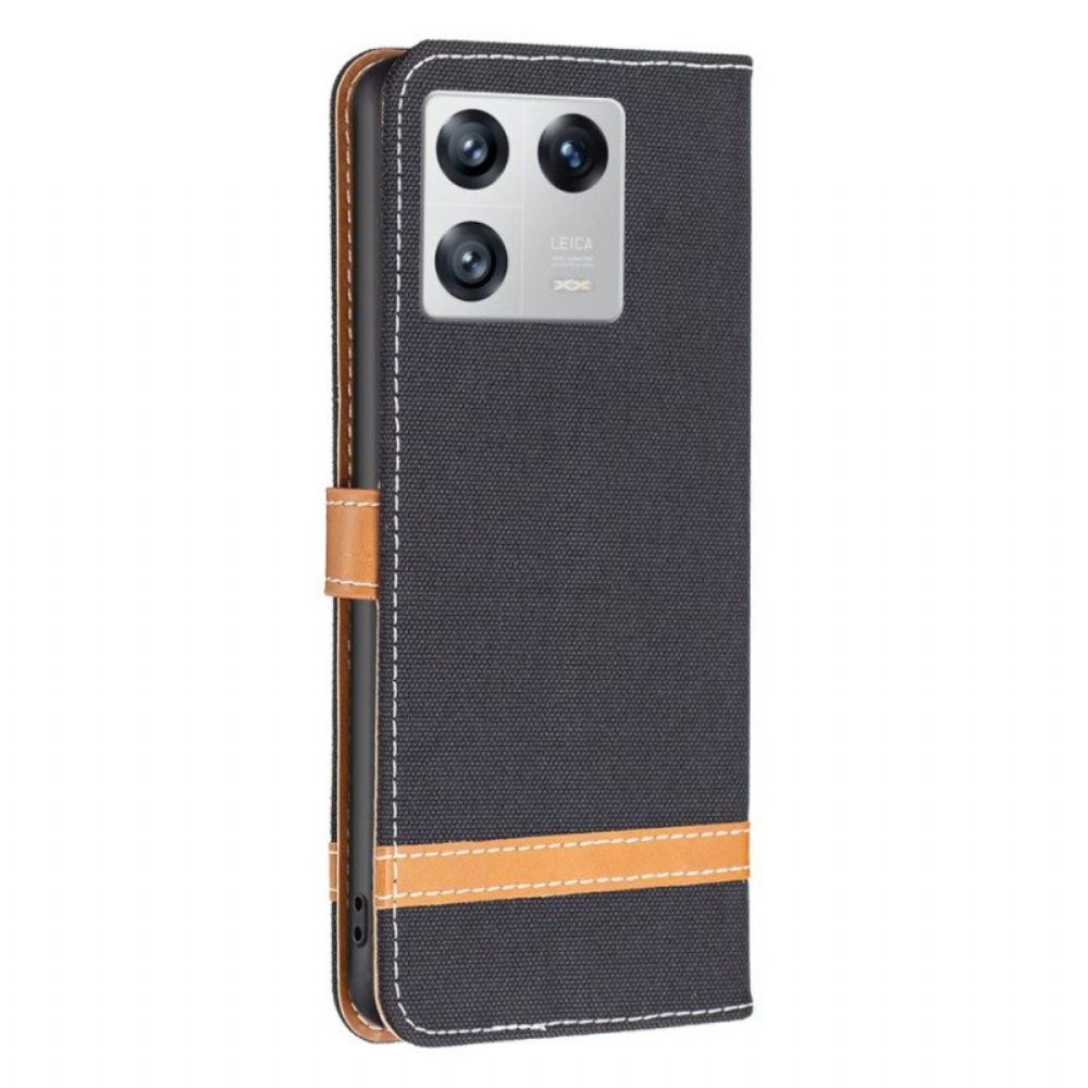 Folio-hoesje voor Xiaomi 13 Met Ketting Band Van Stof En Leereffect