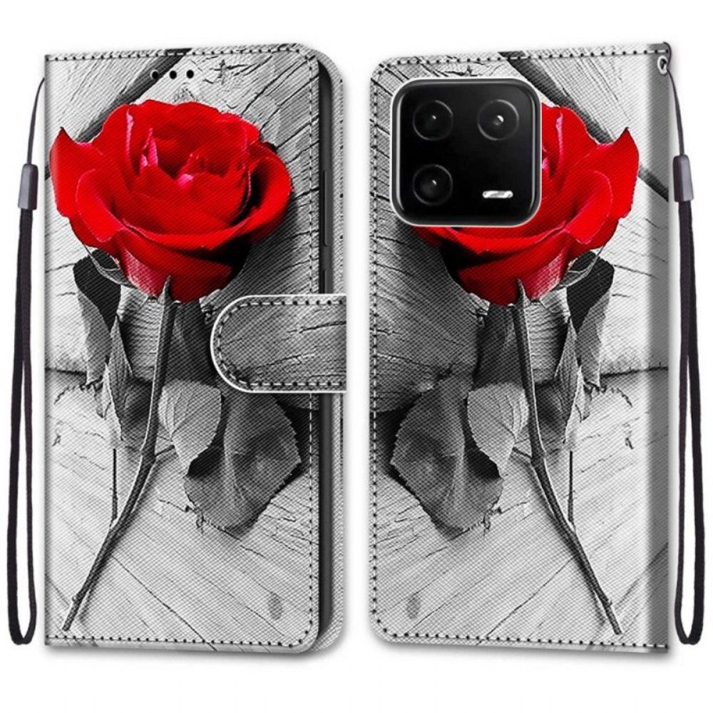 Folio-hoesje voor Xiaomi 13 Pro Bloemen Met Riem