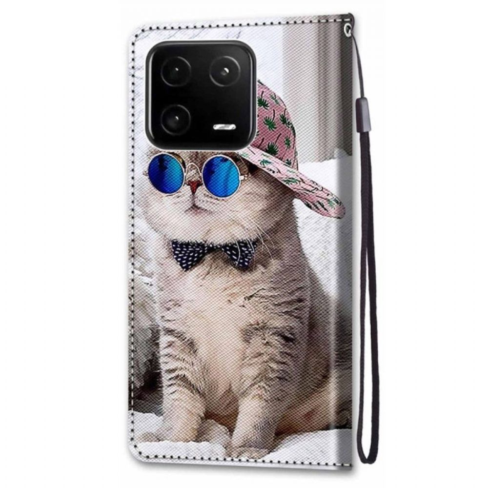 Folio-hoesje voor Xiaomi 13 Pro Met Ketting Yo Kat Met Riem