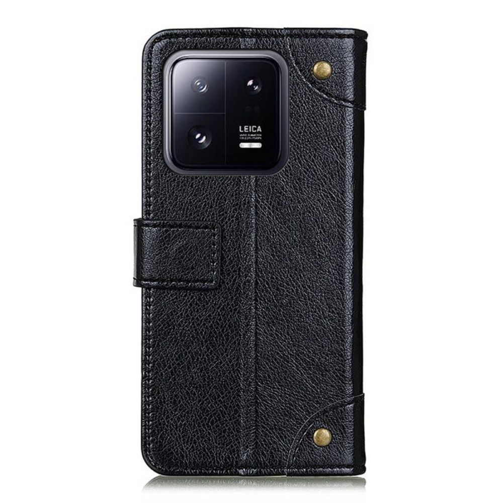 Folio-hoesje voor Xiaomi 13 Pro Stijl Nappa Lederen Vintage Klinknagels