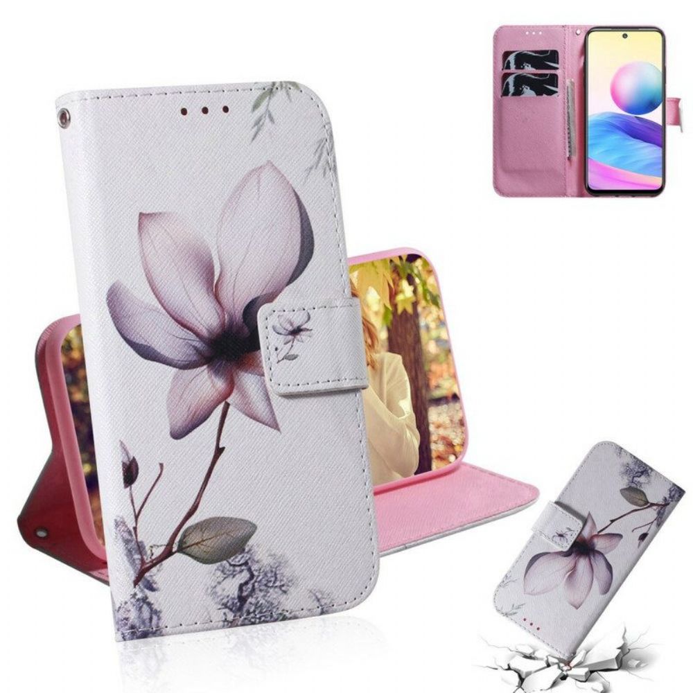 Folio-hoesje voor Xiaomi Redmi Note 10 5G Bloem Stoffig Roze