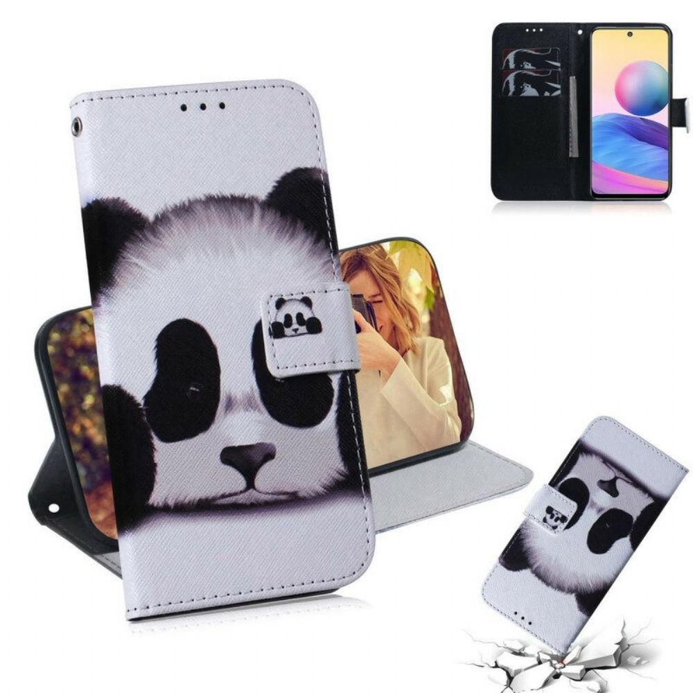 Folio-hoesje voor Xiaomi Redmi Note 10 5G Panda Gezicht