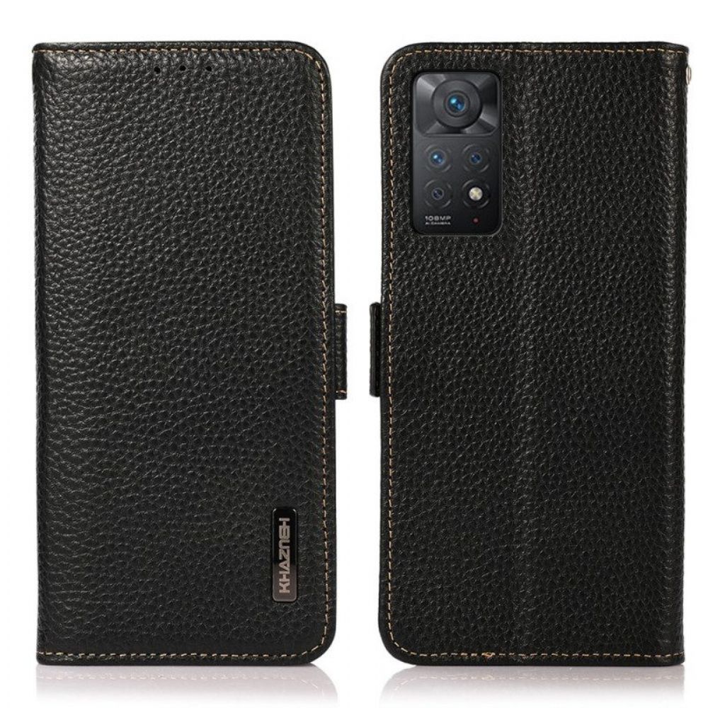 Folio-hoesje voor Xiaomi Redmi Note 11 Pro / 11 Pro 5G Echt Litchi-leer Khazneh Rfid