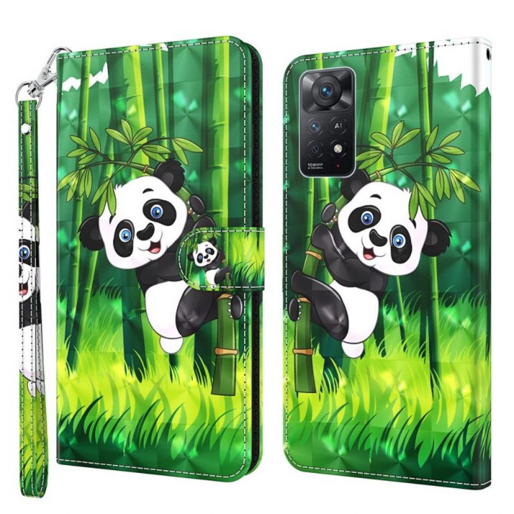 Folio-hoesje voor Xiaomi Redmi Note 11 Pro / 11 Pro 5G Panda En Bamboe