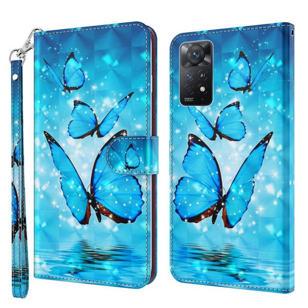 Folio-hoesje voor Xiaomi Redmi Note 11 Pro / 11 Pro 5G Vliegende Blauwe Vlinders