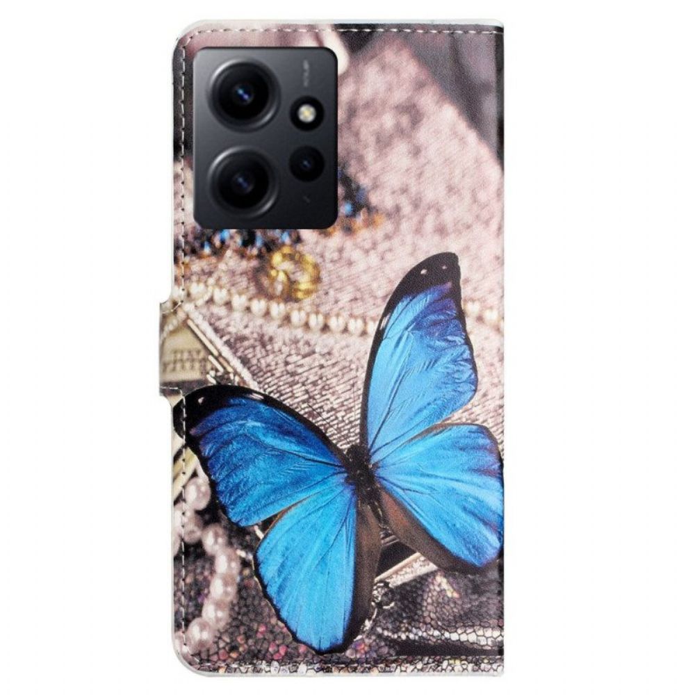 Folio-hoesje voor Xiaomi Redmi Note 12 4G Blauwe Vlinder