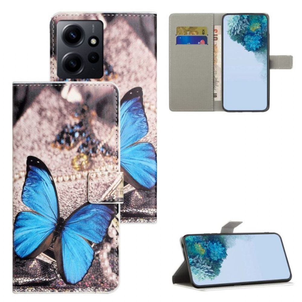 Folio-hoesje voor Xiaomi Redmi Note 12 4G Blauwe Vlinder