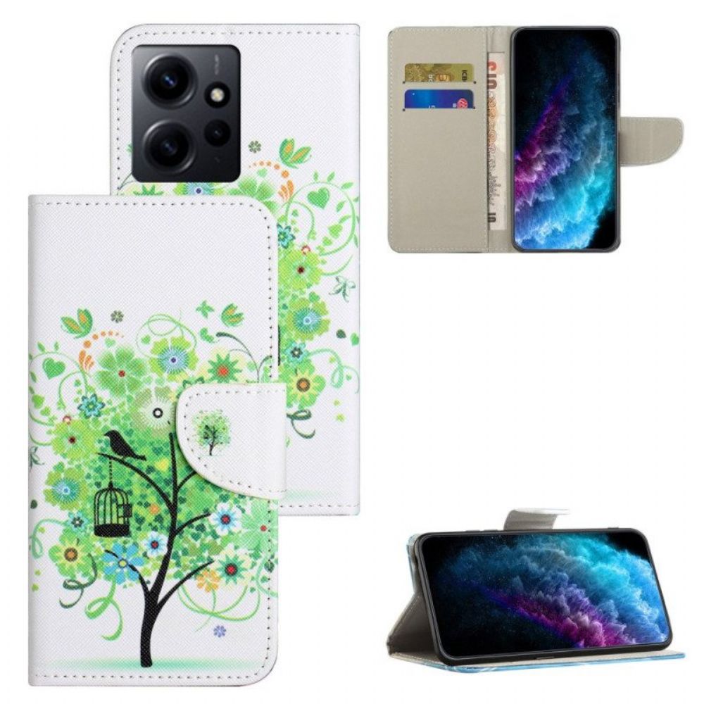 Folio-hoesje voor Xiaomi Redmi Note 12 4G Boom Met Groene Bladeren