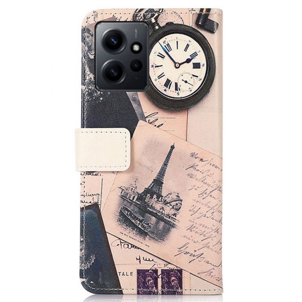 Folio-hoesje voor Xiaomi Redmi Note 12 4G Dichters Eiffeltoren