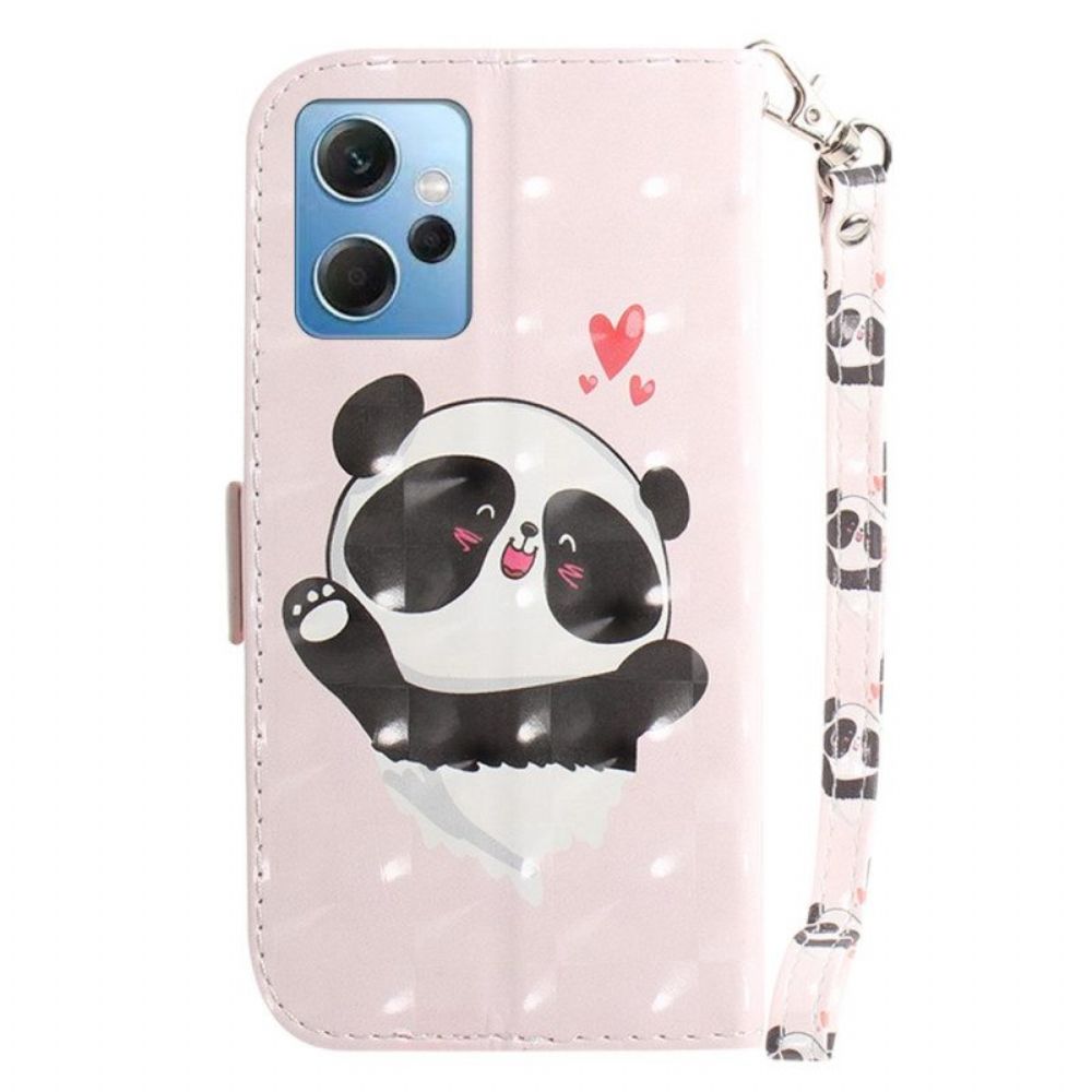 Folio-hoesje voor Xiaomi Redmi Note 12 4G Met Ketting Panda Love Met Sleutelkoord