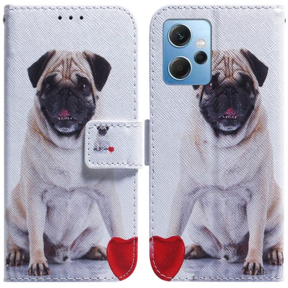 Folio-hoesje voor Xiaomi Redmi Note 12 4G Mops Hond