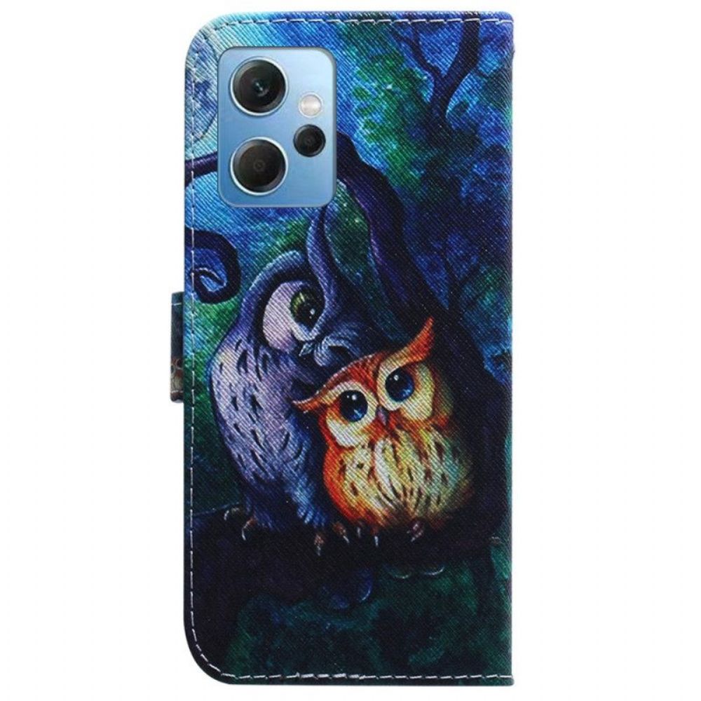 Folio-hoesje voor Xiaomi Redmi Note 12 4G Uilen Schilderen