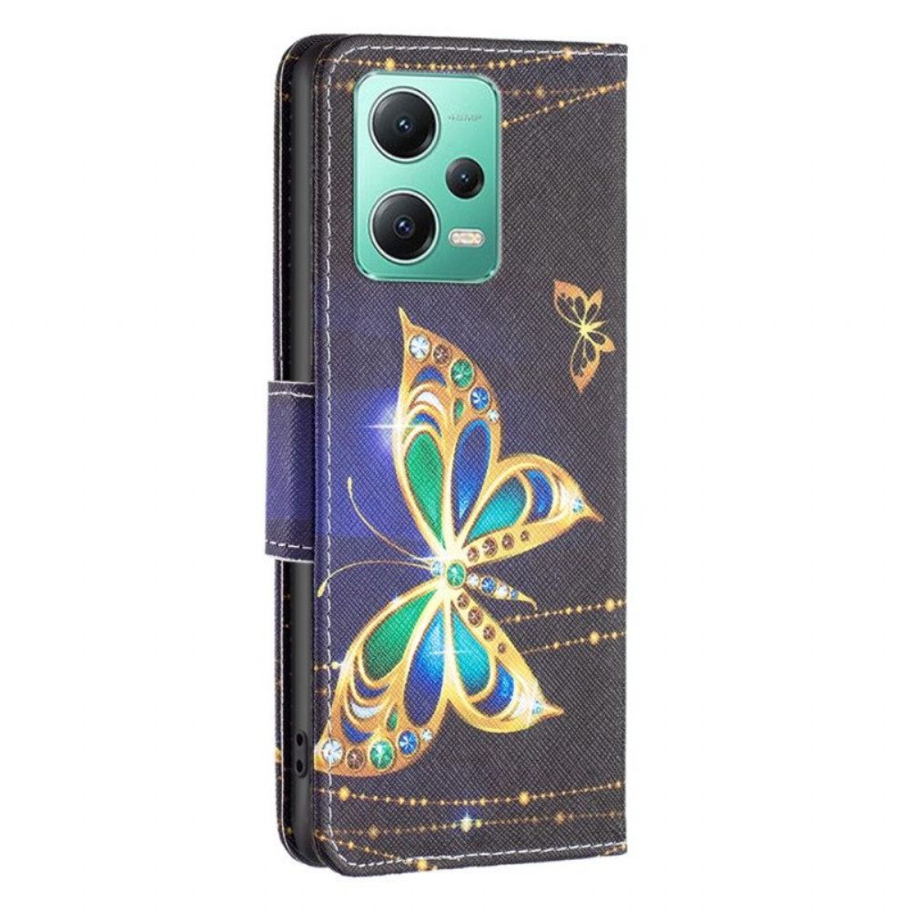 Folio-hoesje voor Xiaomi Redmi Note 12 5G Gouden Vlinders