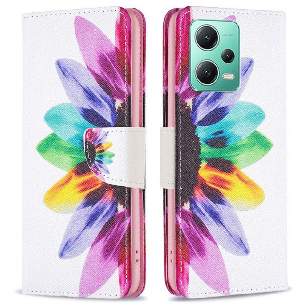 Folio-hoesje voor Xiaomi Redmi Note 12 5G Waterverf Bloem