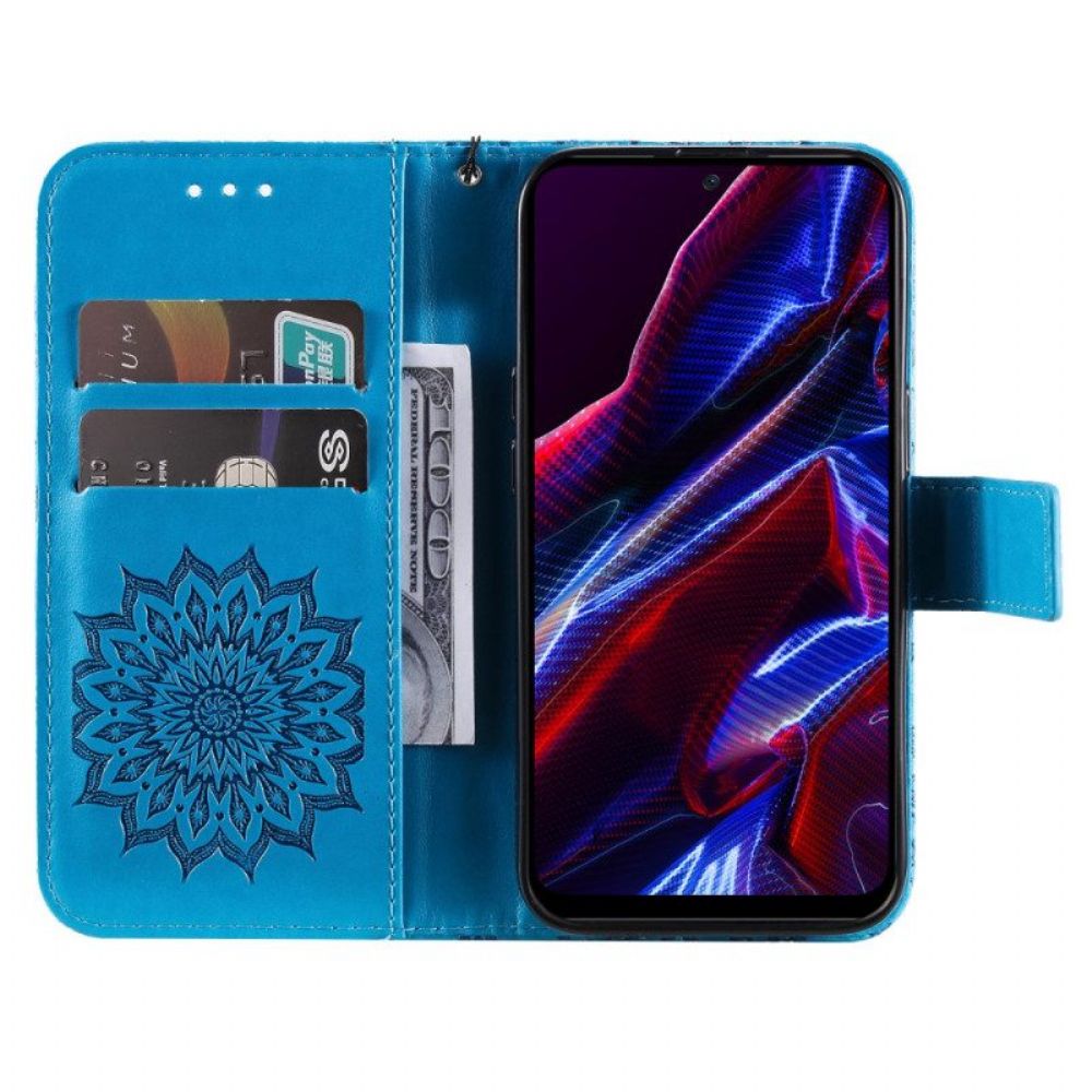 Folio-hoesje voor Xiaomi Redmi Note 12 5G Zon Met Lanyard