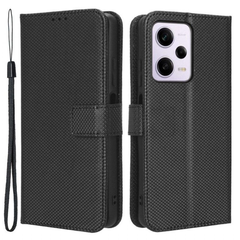 Folio-hoesje voor Xiaomi Redmi Note 12 Pro Met Ketting Stijlvol Imitatieleer Met Bandjes