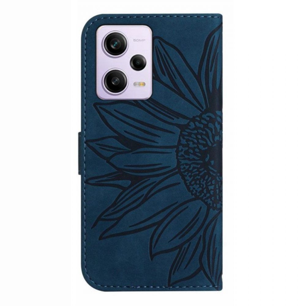 Folio-hoesje voor Xiaomi Redmi Note 12 Pro Plus Bloem Met Koord