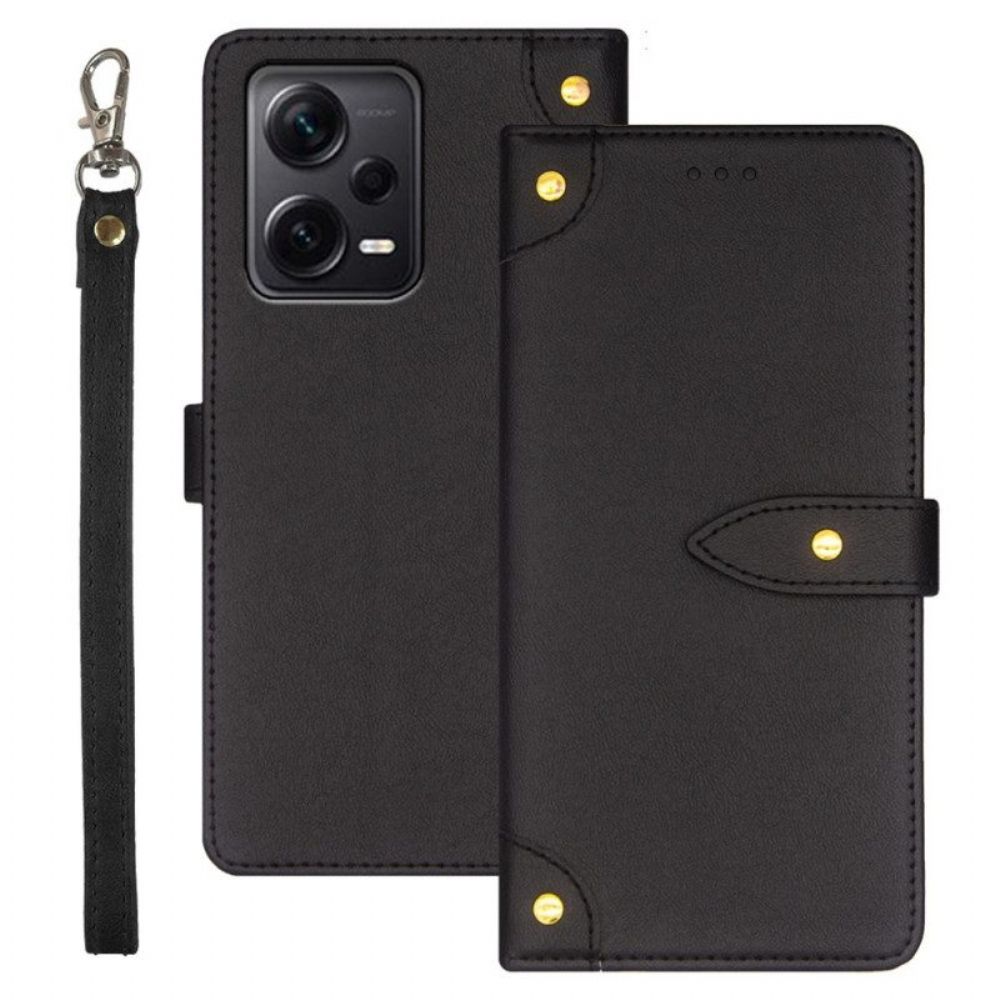 Folio-hoesje voor Xiaomi Redmi Note 12 Pro Plus Klinknagels En Riem Idewei