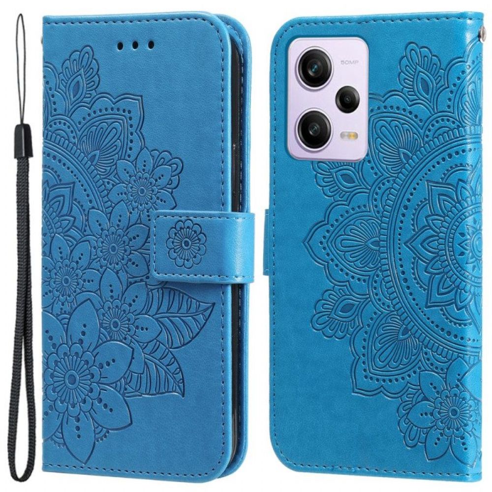 Folio-hoesje voor Xiaomi Redmi Note 12 Pro Plus Met Ketting Riem Bloem Mandala