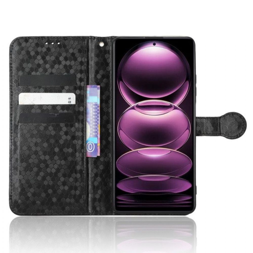 Folio-hoesje voor Xiaomi Redmi Note 12 Pro Plus Met Ketting Strappy-patroon In 3d