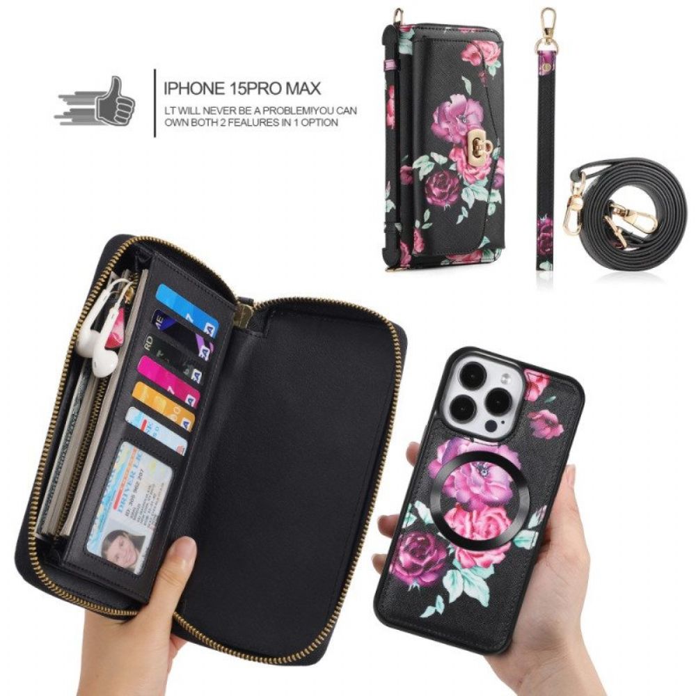 Hoesje Flip Case voor iPhone 15 Pro Compleet Accessoire Met Afneembare Schaal