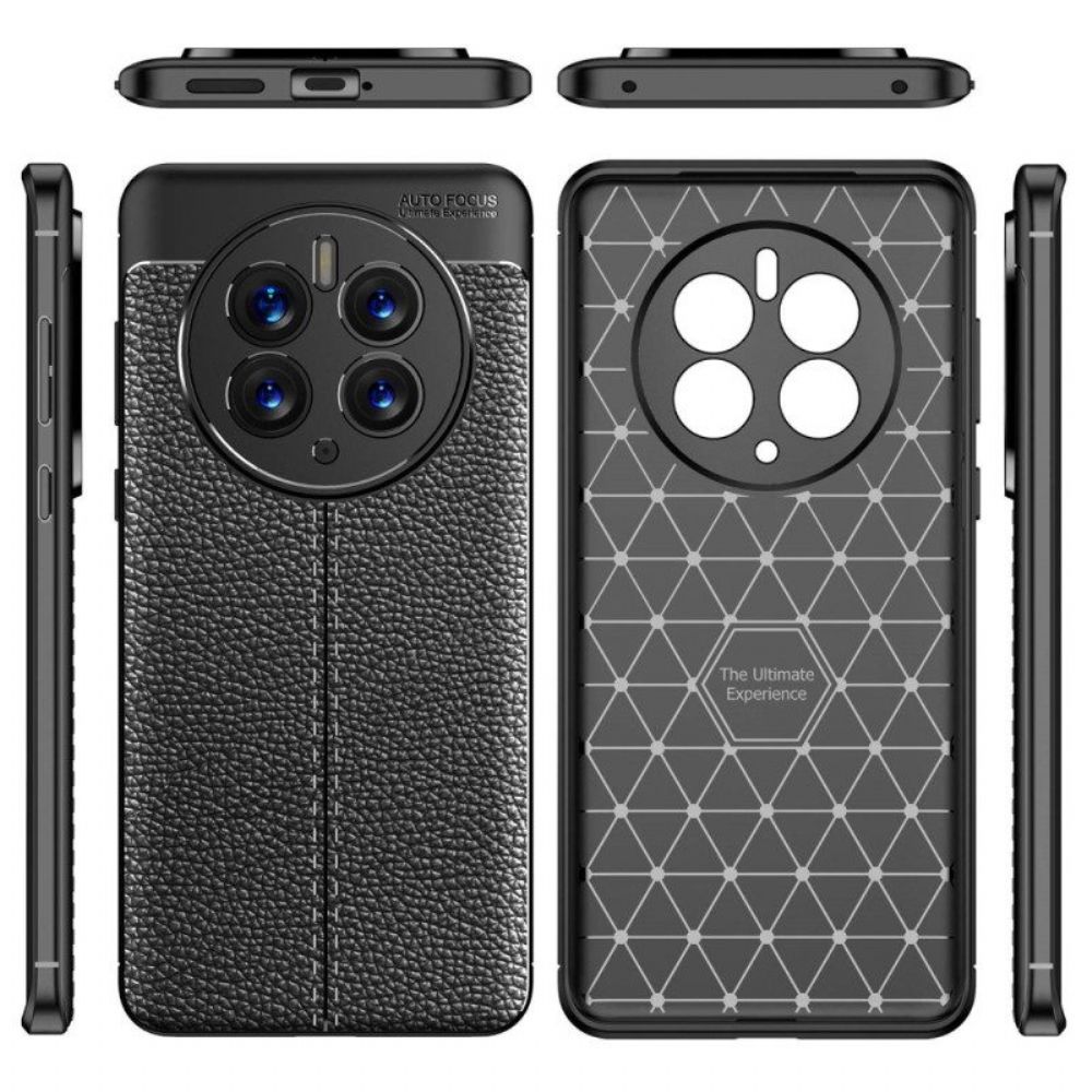 Hoesje voor Huawei Mate 50 Pro Dubbellijnig Litchi-leereffect