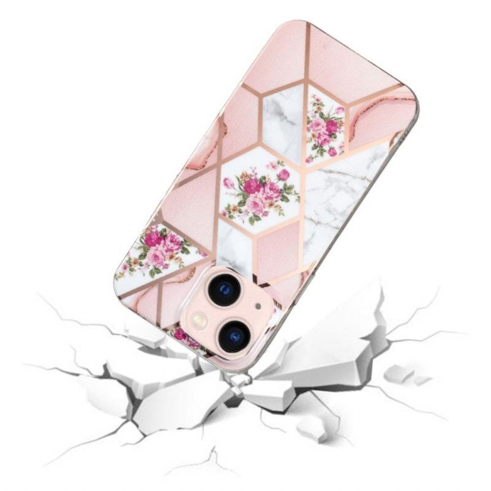 Hoesje voor iPhone 15 Plus Bloemenmarmer