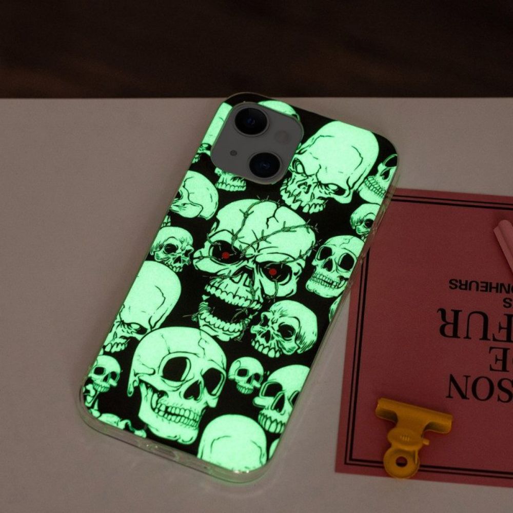 Hoesje voor iPhone 15 Plus Fluorescerende Schedels