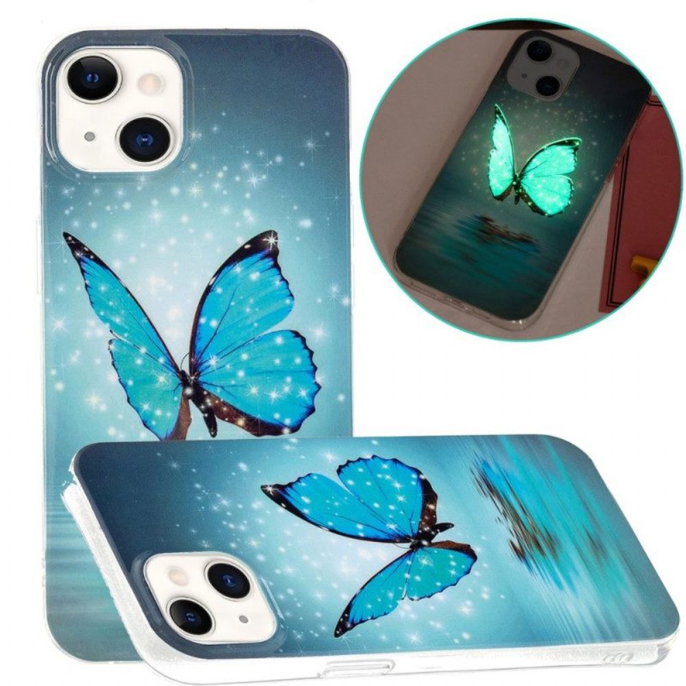 Hoesje voor iPhone 15 Plus Fluorescerende Vlinders