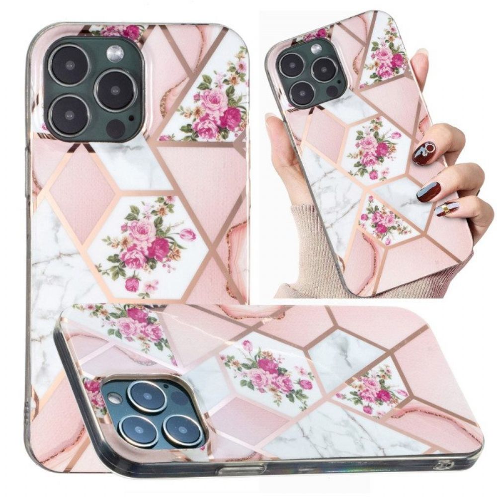 Hoesje voor iPhone 15 Pro Bloemenmarmer