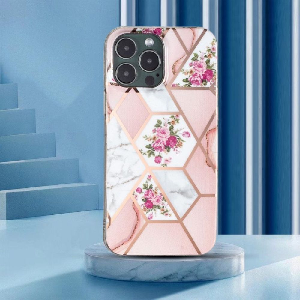 Hoesje voor iPhone 15 Pro Bloemenmarmer