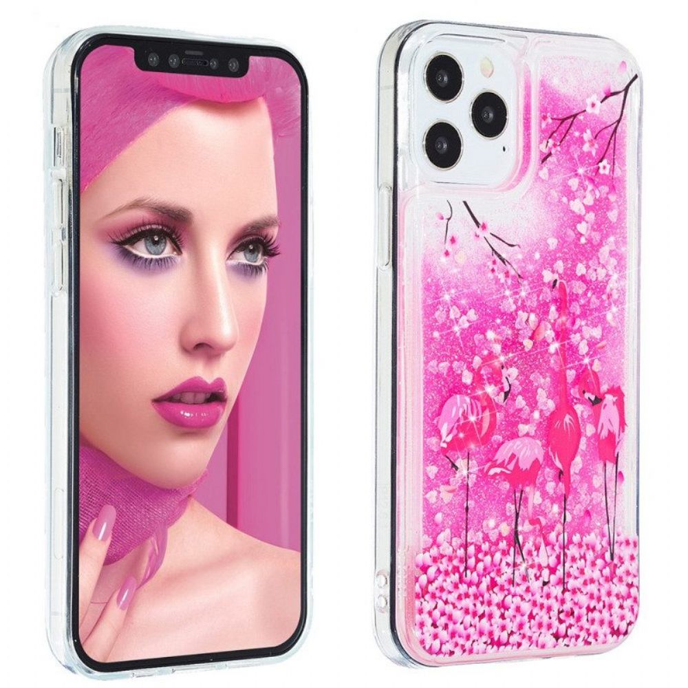 Hoesje voor iPhone 15 Pro Flamingoglitter