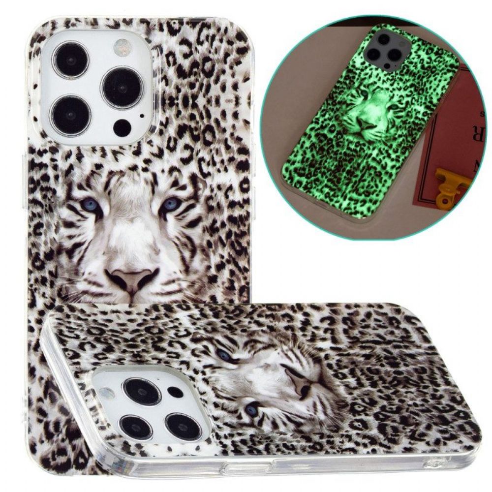 Hoesje voor iPhone 15 Pro Fluorescerend Luipaard