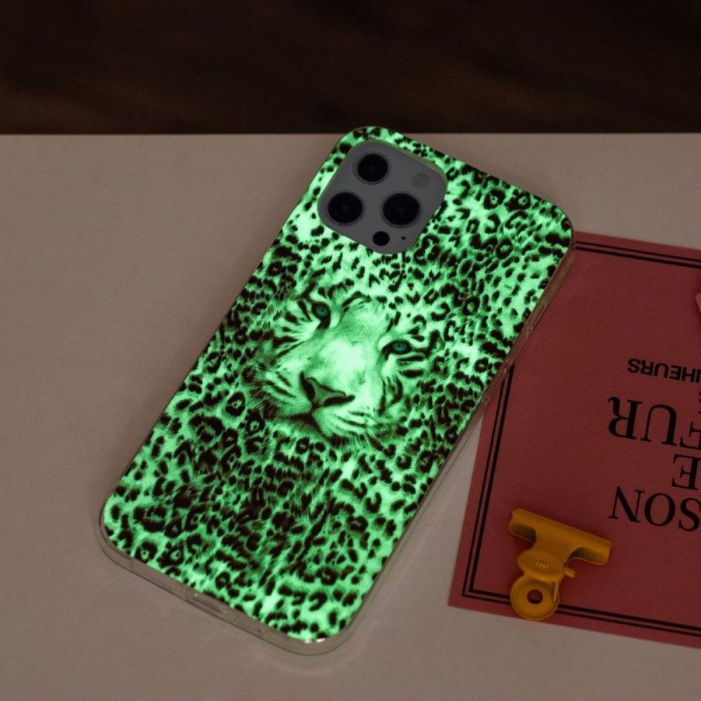 Hoesje voor iPhone 15 Pro Fluorescerend Luipaard