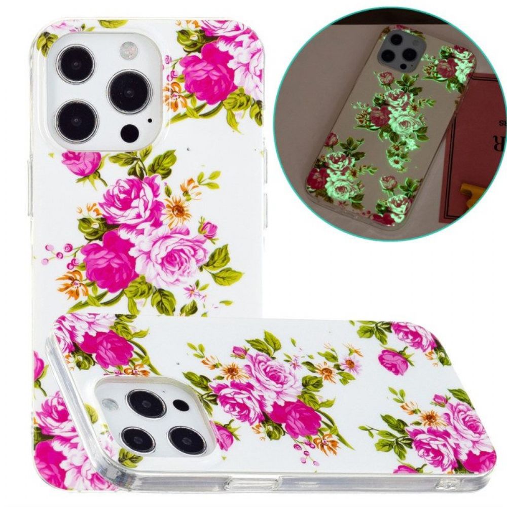 Hoesje voor iPhone 15 Pro Fluorescerende Bloemen