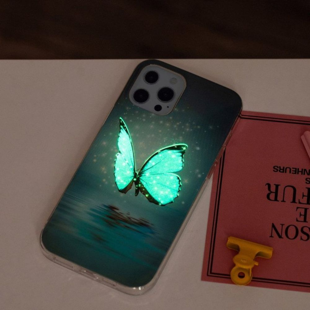 Hoesje voor iPhone 15 Pro Fluorescerende Vlinders