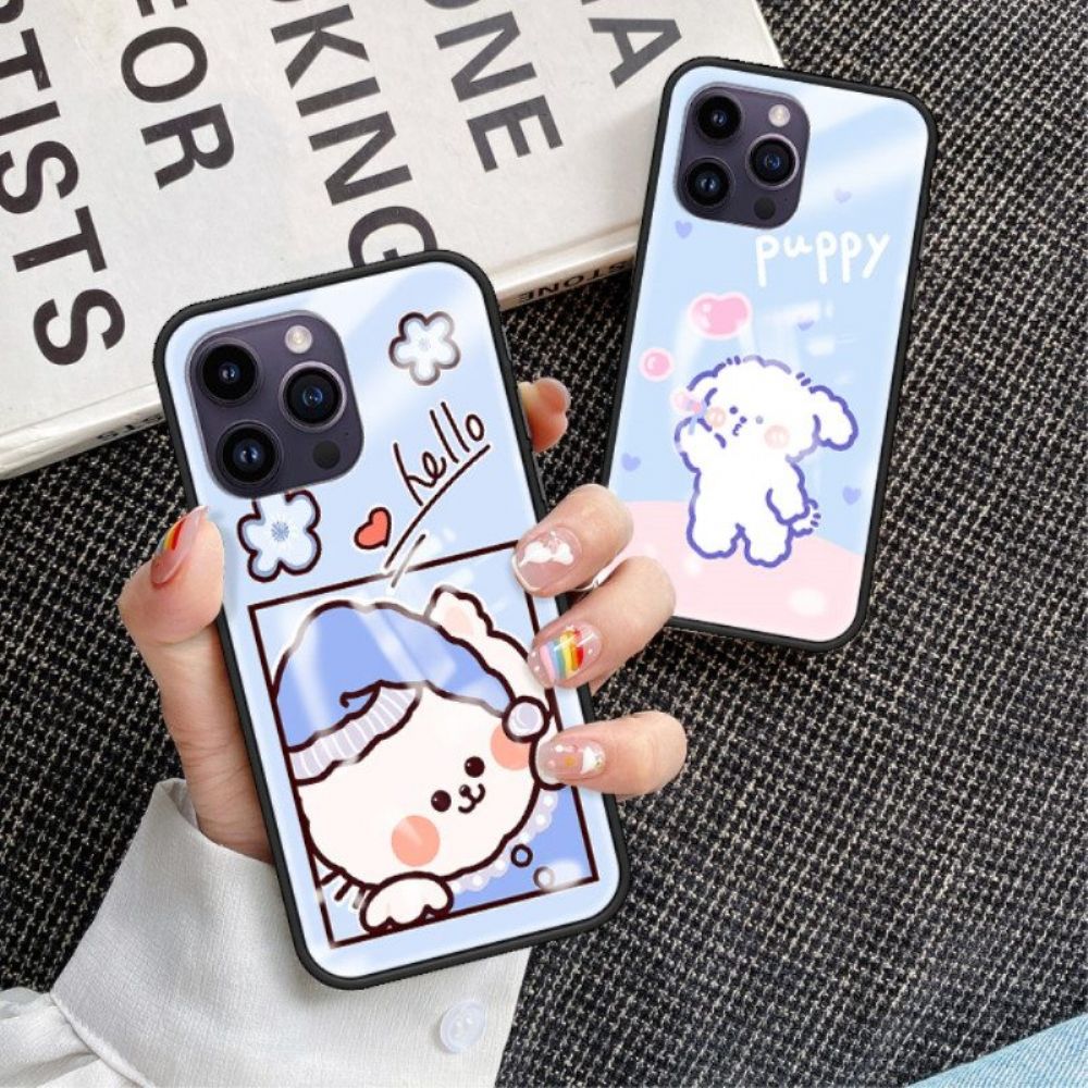 Hoesje voor iPhone 15 Pro Max Bubble Dog Gehard Glas