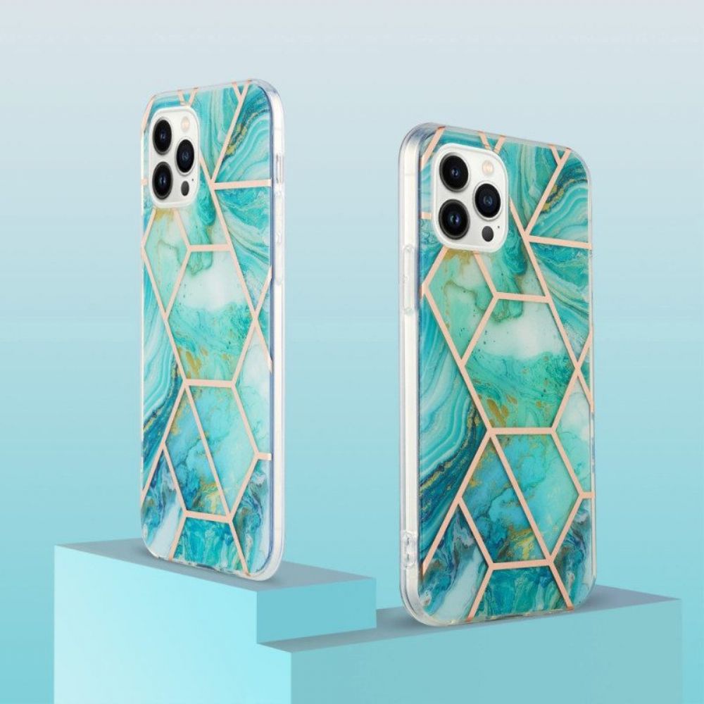 Hoesje voor iPhone 15 Pro Max Geometrisch Marmer